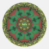 ANITA ~ WOW! Kerstgroen rood geel ~ Ronde Sticker (Voorkant)