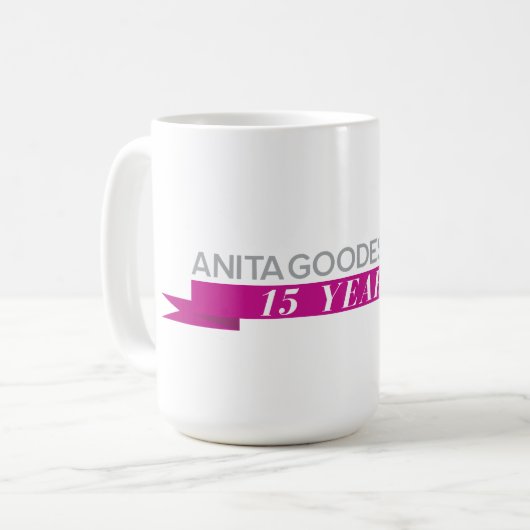 Anita's 15e Jubileum Mok - Groot (Voorkant links)