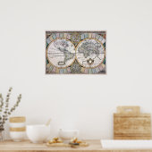 Anitique Replica Kaart van het Wereld Poster (Keuken)