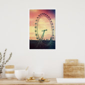 Anitiqued London Eye op Sunrise Poster (Keuken)