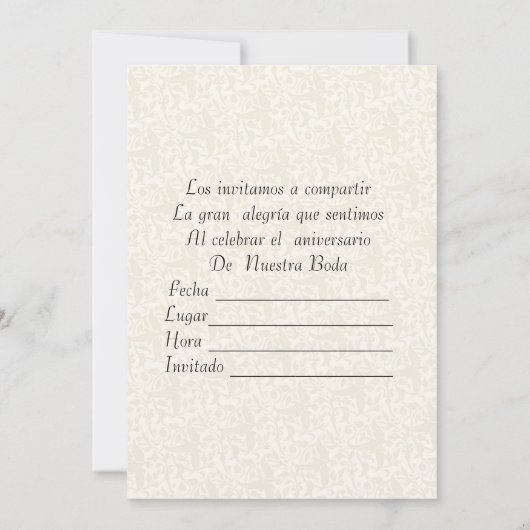 Aniversario de Boda General Kaart (Achterkant)