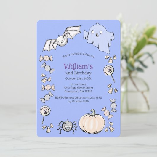 Aniversario de los niños de Halloween de dulce dul Kaart (Staand voorkant)