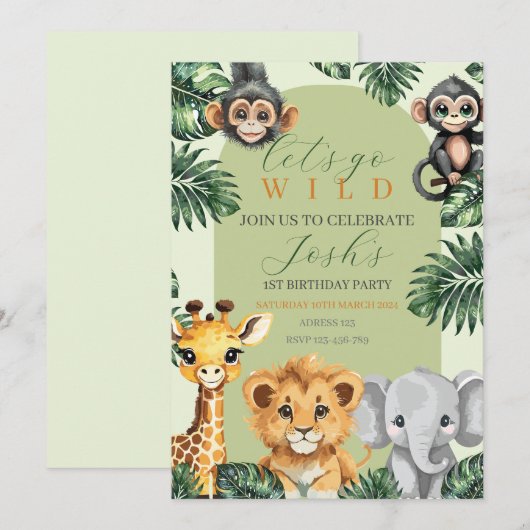 Aniversario del Safari del Bebé Schattige Kaart (Voorkant / Achterkant)