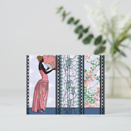 Anjanette in Peach & Blue - Briefkaarten (Staand voorkant)