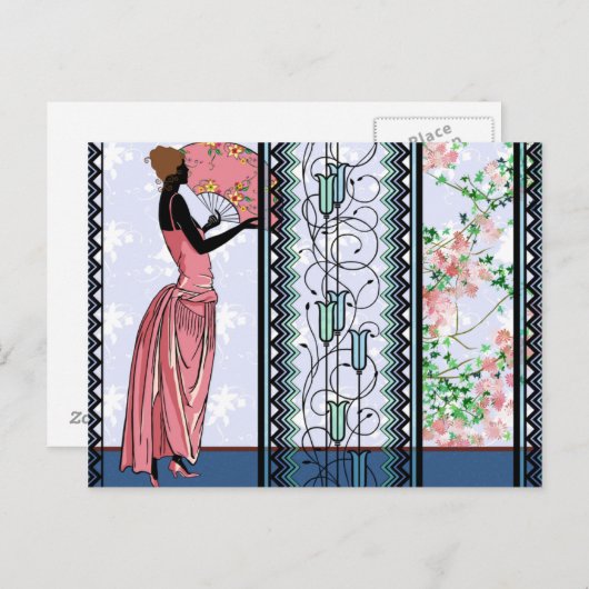 Anjanette in Peach & Blue - Briefkaarten (Voorkant / Achterkant)