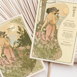 Anjer Art Nouveau Bloemen Godin Menu Kaart