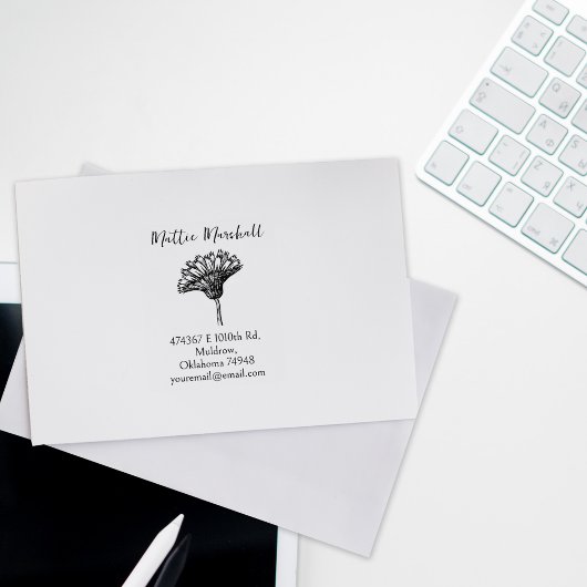  anjer bloem aangepaste retour adres rubberstempel