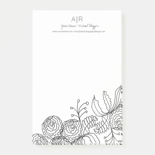 Anjer Bloem Botanische Bloem Lijn Kunst Post-it® Notes (Voorkant)