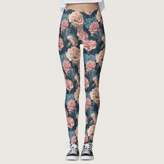 Anjer Bloem Cardio Anjer Bloemen Moederdag Leggings (Voorkant)
