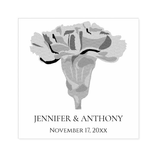 Anjer Bloem Luxe Moderne Bloemen Bruiloft Rubberstempel (Afrduk)