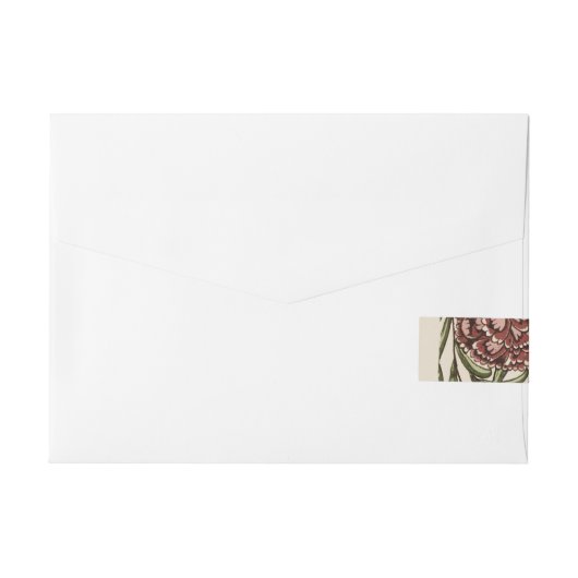 Anjer Bloem Tegel Antiek Rustieke Kunst Adreslabel Wikkel (Achterkant)