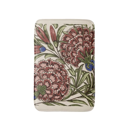 Anjer Bloem Tegel Antiek Rustieke Kunst Badmat (Voorkant Verticaal)