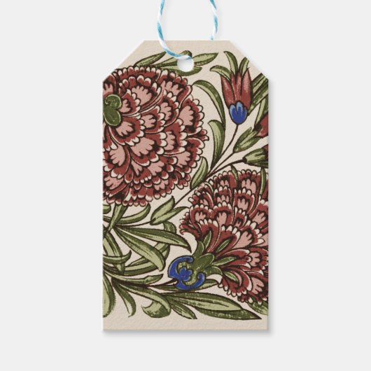 Anjer Bloem Tegel Antiek Rustieke Kunst Cadeaulabel (Voorkant)