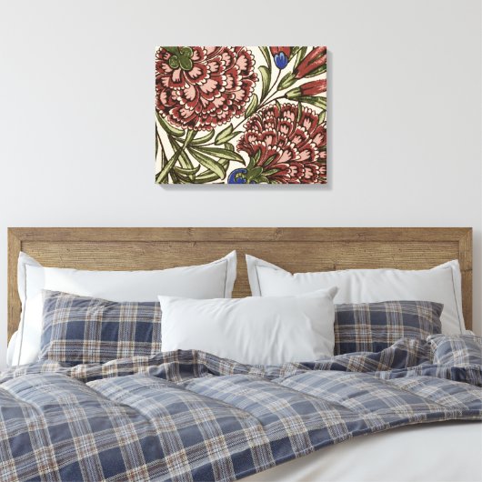 Anjer Bloem Tegel Antiek Rustieke Kunst Canvas Afdruk (Insitu (Slaapkamer))