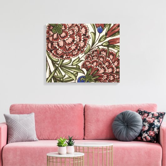 Anjer Bloem Tegel Antiek Rustieke Kunst Canvas Afdruk (Insitu (Woonkamer))