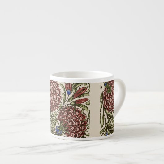 Anjer Bloem Tegel Antiek Rustieke Kunst Espresso Kop (Voorkant rechts)