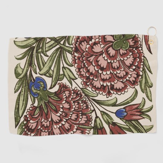 Anjer Bloem Tegel Antiek Rustieke Kunst Golfhanddoek (Horizontaal)