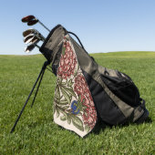 Anjer Bloem Tegel Antiek Rustieke Kunst Golfhanddoek (Groen)