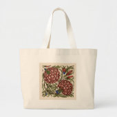 Anjer Bloem Tegel Antiek Rustieke Kunst Grote Tote Bag (Voorkant)