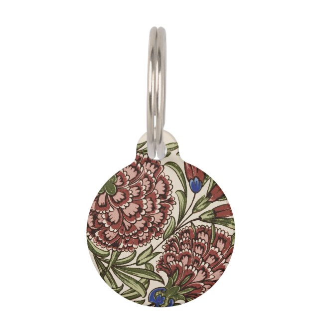 Anjer Bloem Tegel Antiek Rustieke Kunst Huisdierpenning (Voorkant)