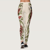 Anjer Bloem Tegel Antiek Rustieke Kunst Leggings (Achterkant)