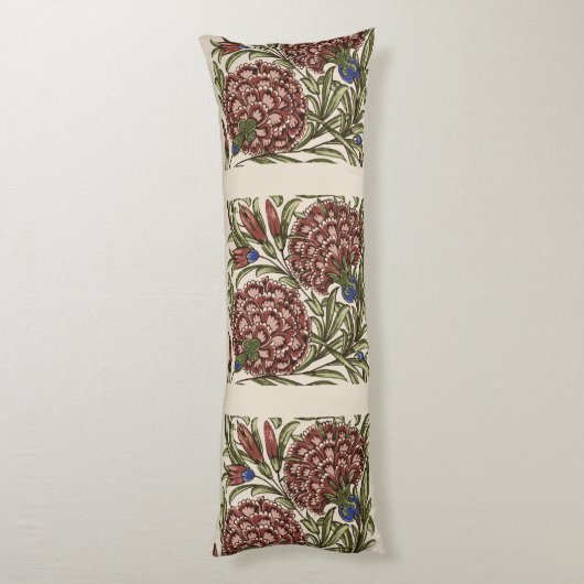 Anjer Bloem Tegel Antiek Rustieke Kunst Lichaamskussen (Achterkant (Verticaal))