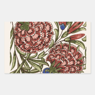 Anjer Bloem Tegel Antiek Rustieke Kunst Rechthoekige Sticker