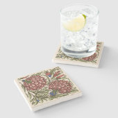 Anjer Bloem Tegel Antiek Rustieke Kunst Stenen Onderzetter (Zijkant)