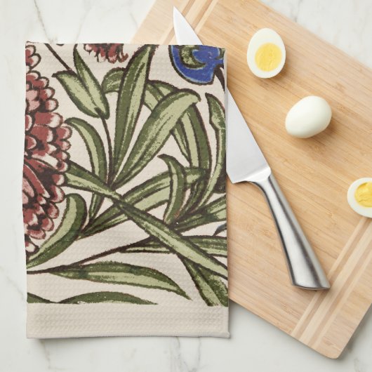 Anjer Bloem Tegel Antiek Rustieke Kunst Theedoek (Quarter Fold)