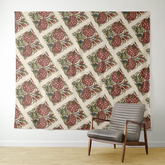 Anjer Bloem Tegel Antiek Rustieke Kunst Wandkleed (In Situ (horizontaal))