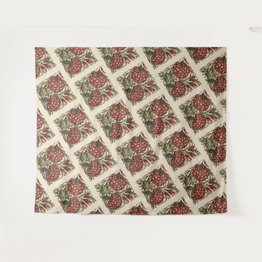 Anjer Bloem Tegel Antiek Rustieke Kunst Wandkleed (Voorkant (horizontaal))