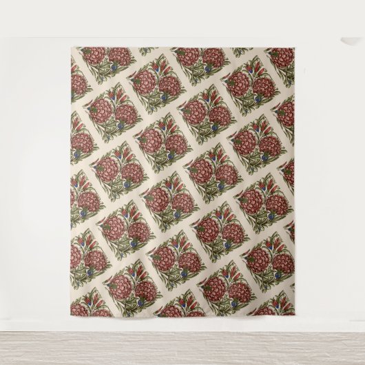 Anjer Bloem Tegel Antiek Rustieke Kunst Wandkleed (Voorkant)