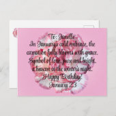 Anjer Bloem Voor Januari Verjaardag Briefkaart (Voorkant / Achterkant)