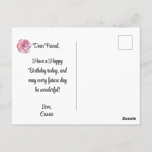 Anjer Bloem voor verjaardag in januari Briefkaart (Achterkant)