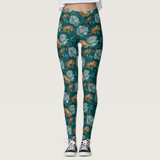 Anjer Bloem Workout Anjer Accent Bruiden Leggings (Voorkant)