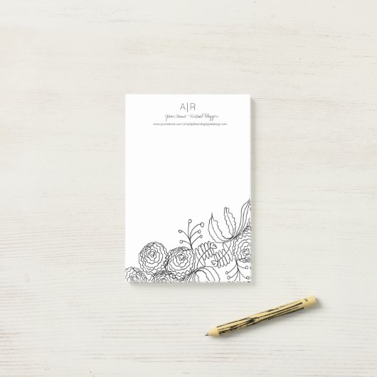 Anjer Bloemen Botanische Bloemenlijn Kunst Post-it® Notes (Op bureau)