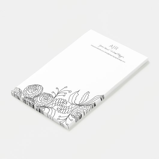 Anjer Bloemen Botanische Bloemenlijn Kunst Post-it® Notes (Schuin)