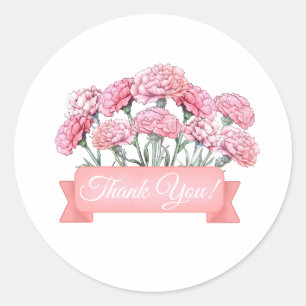 Anjer Bloemen Met Banner Bloemen Dank U Ronde Sticker