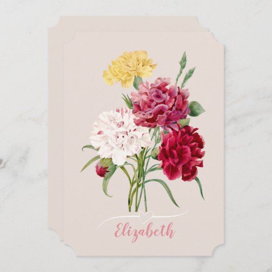 anjer bloemen print kaart (Voorkant / Achterkant)