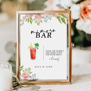 Anjer Bloemen Script Mimosa Bar Trouwteken Poster
