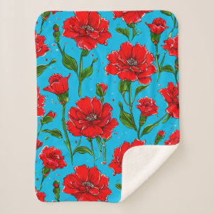 Anjer bloemen sherpa deken