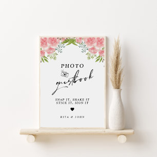 Anjer Bloemen Trouwfoto Guestbook Sign Poster