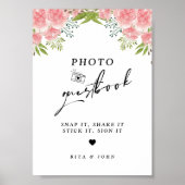 Anjer Bloemen Trouwfoto Guestbook Sign Poster (Voorkant)