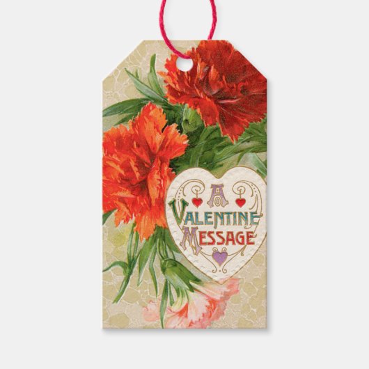 Anjer Bloemen,  Valentijnsdag Bericht Cadeaulabel (Voorkant)