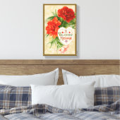 Anjer Bloemen, Valentijnsdag Bericht Canvas Afdruk (Insitu (Slaapkamer))