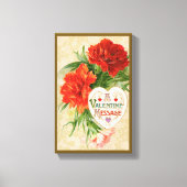 Anjer Bloemen,  Valentijnsdag Bericht Canvas Afdruk (Voorkant)