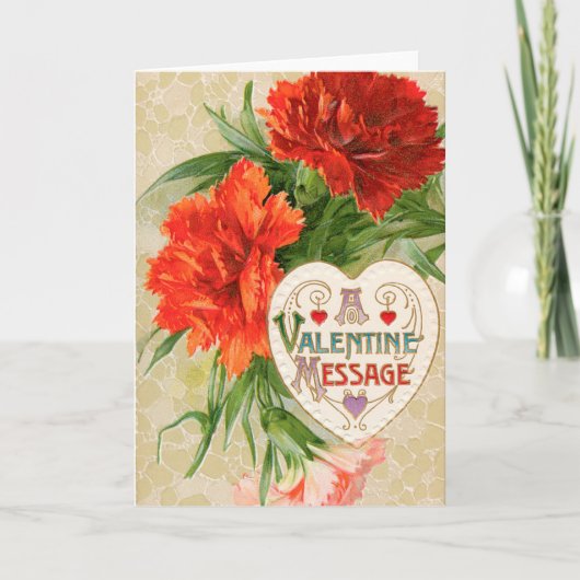 Anjer Bloemen,  Valentijnsdag Bericht Feestdagen Kaart (Voorkant)