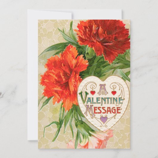 Anjer Bloemen,  Valentijnsdag Bericht Feestdagenkaart (Voorkant)