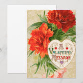 Anjer Bloemen,  Valentijnsdag Bericht Feestdagenkaart (Voorkant / Achterkant)