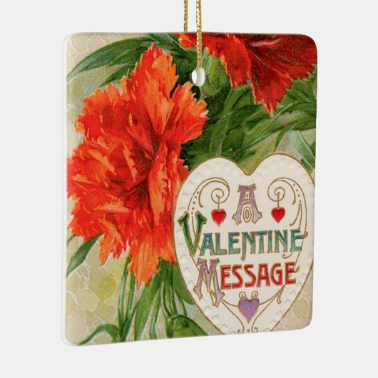 Anjer Bloemen, Valentijnsdag Bericht Keramisch Ornament (Rechts)